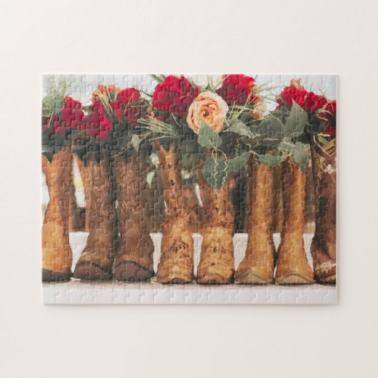 Cowboystiefel für Hochzeiten und Blume Puzzle (Horizontal)