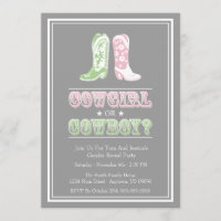Cowboystiefel-Geschlecht decken Party Einladungen