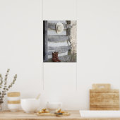 Cowboystiefel und Hut außerhalb der Blockhütte Poster (Küche)
