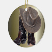 Cowboystiefel und Hut Keramik Ornament (Links)