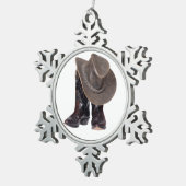 Cowboystiefel und Hut Schneeflocken Zinn-Ornament (Rechts)