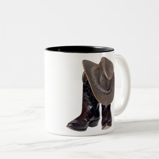Cowboystiefel und Hut Zweifarbige Tasse (VorderseiteRechts)