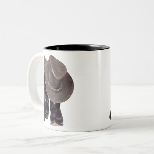 Cowboystiefel und Hut Zweifarbige Tasse (Vorderseite Links)