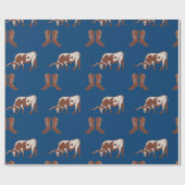 Cowboystiefel und Longhorn-Ochse-Western Geschenkpapier (Flach)