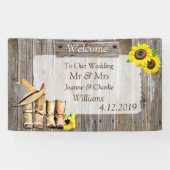 Cowboystiefel und Sonnenblumenhochzeit Banner (Horizontal)