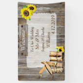 Cowboystiefel und Sonnenblumenhochzeit Banner (Vertikal)