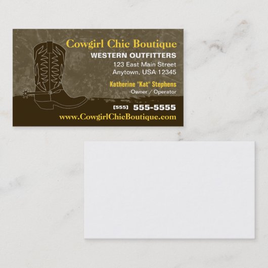 Cowboystiefel-Visitenkarte Visitenkarte (Vorne/Hinten)