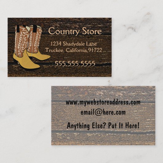 Cowboystiefel-Western-Thema Visitenkarte (Vorne/Hinten)