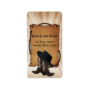 Cowboystiefel-Westernthema-Adressen-Etikett Adressaufkleber