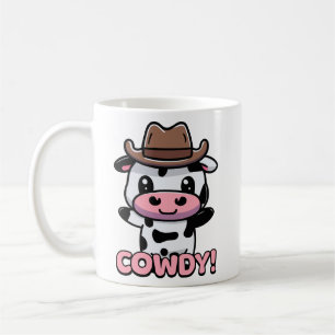 Cowdy! Niedlich Cowboy Cow Puff Cartoon Kaffeetasse