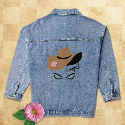 Cowgal Hat Cat Eyes Denim Jacket Jeansjacke