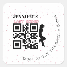 Cowgilrl Silhouette letzte Rodeo Rosa Ballon Schri Quadratischer Aufkleber