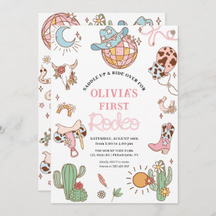 Cowgirl 1. Geburtstag Disco Rodeo Party Save The Date