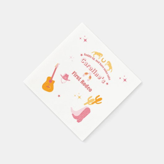 Cowgirl 1. Geburtstag Erster Rodeo Serviette (Ecke)