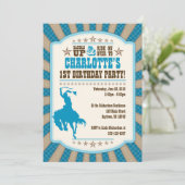 Cowgirl 1. Geburtstag Party Einladung (Stehend Vorderseite)