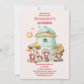 Cowgirl 1. Rodeo Erster Geburtstag Einladung (Vorderseite)