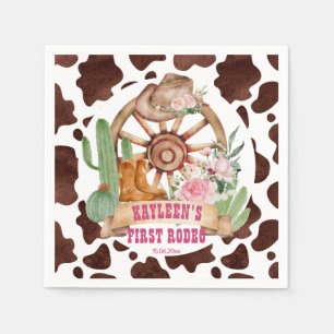 Cowgirl 1. Rodeo Geburtstagsparty personalisiert Serviette