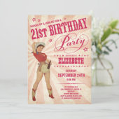 Cowgirl-21. Geburtstags-Einladungen Einladung (Stehend Vorderseite)