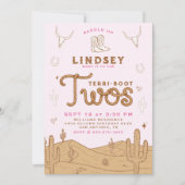 Cowgirl 2nd Birthday Party Terri-Boot Twos Pink Einladung (Vorderseite)