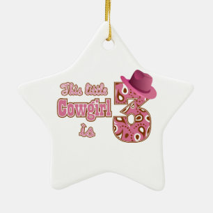 Cowgirl 3. Geburtstag Keramik Ornament