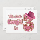 Cowgirl 3. Geburtstag Postkarte (Vorne/Hinten)