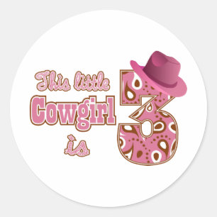 Cowgirl 3. Geburtstag Runder Aufkleber