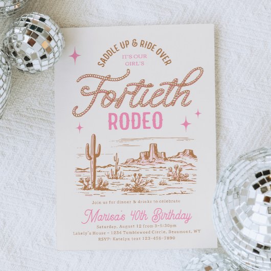 Cowgirl 40. Rodeo Geburtstagsfeier Einladung