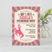 Cowgirl 4. Geburtstag Party Einladung (Stehend Vorderseite)