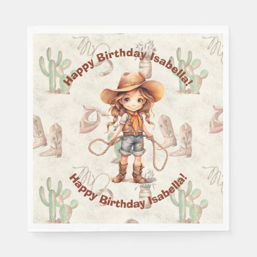 Cowgirl 5th Birthday Bash Einladung Serviette (Vorderseite)