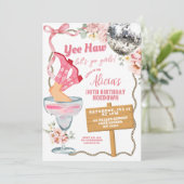 Cowgirl Adult Birthday Hoedown Invitation Einladung (Stehend Vorderseite)