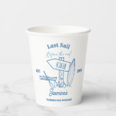 Cowgirl am Blue Ocean Bachelorette Pappbecher (Rückseite)