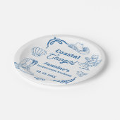 Cowgirl am Blue Ocean Bachelorette Pappteller (Schrägansicht)