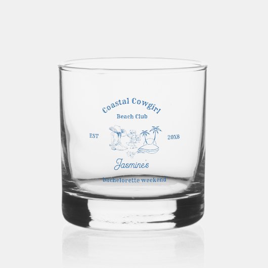 Cowgirl am Blue Ocean Bachelorette Whiskyglas (Vorderseite)