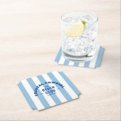 Cowgirl am Strand Der Beach Club Blue Cabana Strei Untersetzer (Vor Ort)