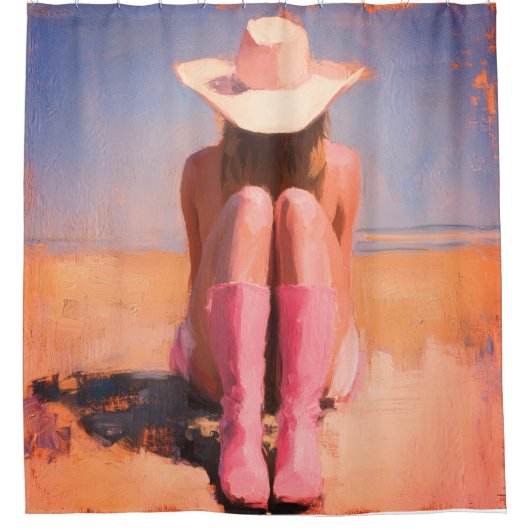 Cowgirl am Strand Duschvorhang (Vorderseite)