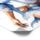 Cowgirl an der Küste mit einem Denim-Kleid am Stra Poster (Ecke)