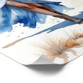 Cowgirl an der Küste mit Hund am Strand Poster (Ecke)