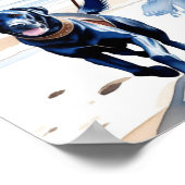 Cowgirl an der Küste Wandern mit Hund am Strand Poster (Ecke)