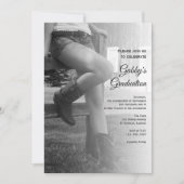 Cowgirl and Fence Barn Party Abschluss Einladung (Vorderseite)