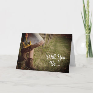 Cowgirl and Sunflowers Will You Be My Bridesmaid Einladung