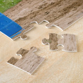 Cowgirl auf dem Pferd, das im Fass-Rennen in Puzzle (Seite)