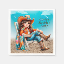Cowgirl auf der Beach Girl Birthday Party Serviette