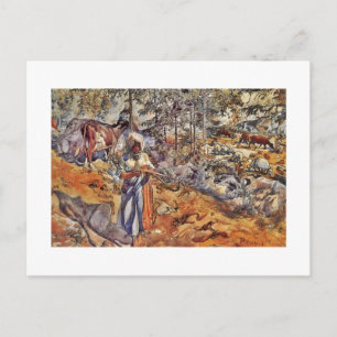 Cowgirl auf der Wiese Postkarte