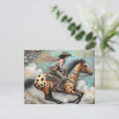 Cowgirl auf einem Appaloosa Pferd Postkarte (Stehend Vorderseite)