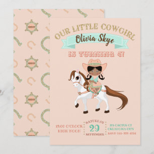 Cowgirl auf einem Pferd Mädchen Geburtstag Ethnisc Einladung