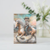 Cowgirl auf einem Pin Postkarte (Stehend Vorderseite)