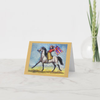 Cowgirl auf galoppierendem Pferd Originalgemälde Dankeskarte