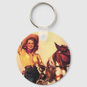 Cowgirl auf ihrem Pferd Schlüsselanhänger