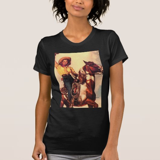 Cowgirl auf ihrem Pferd T-Shirt (Vorderseite)