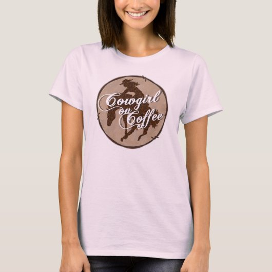 Cowgirl auf Kaffee-Rosa-Trägershirt T-Shirt (Vorderseite)